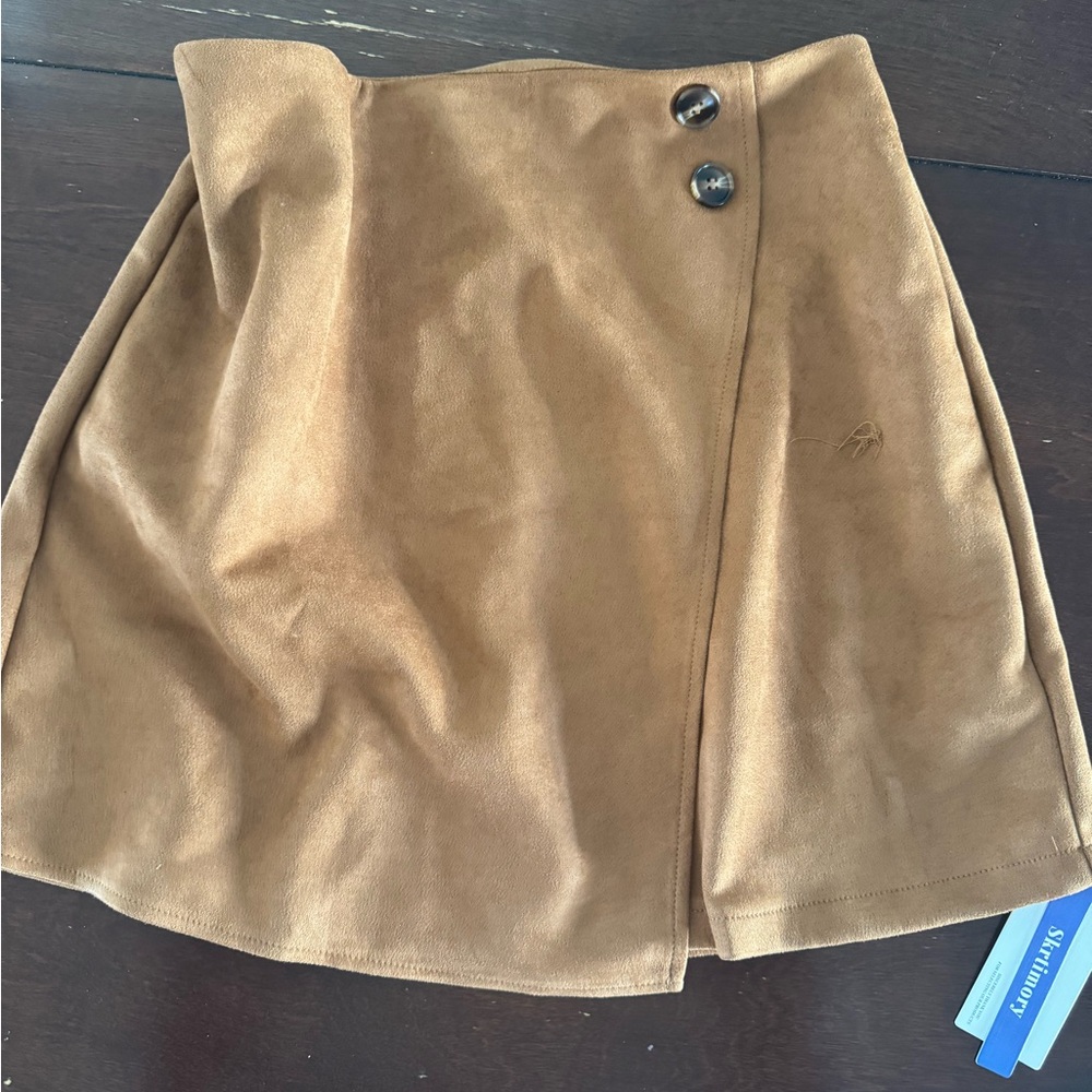 SHEIN Tan Wrap Mini Skirt for Work